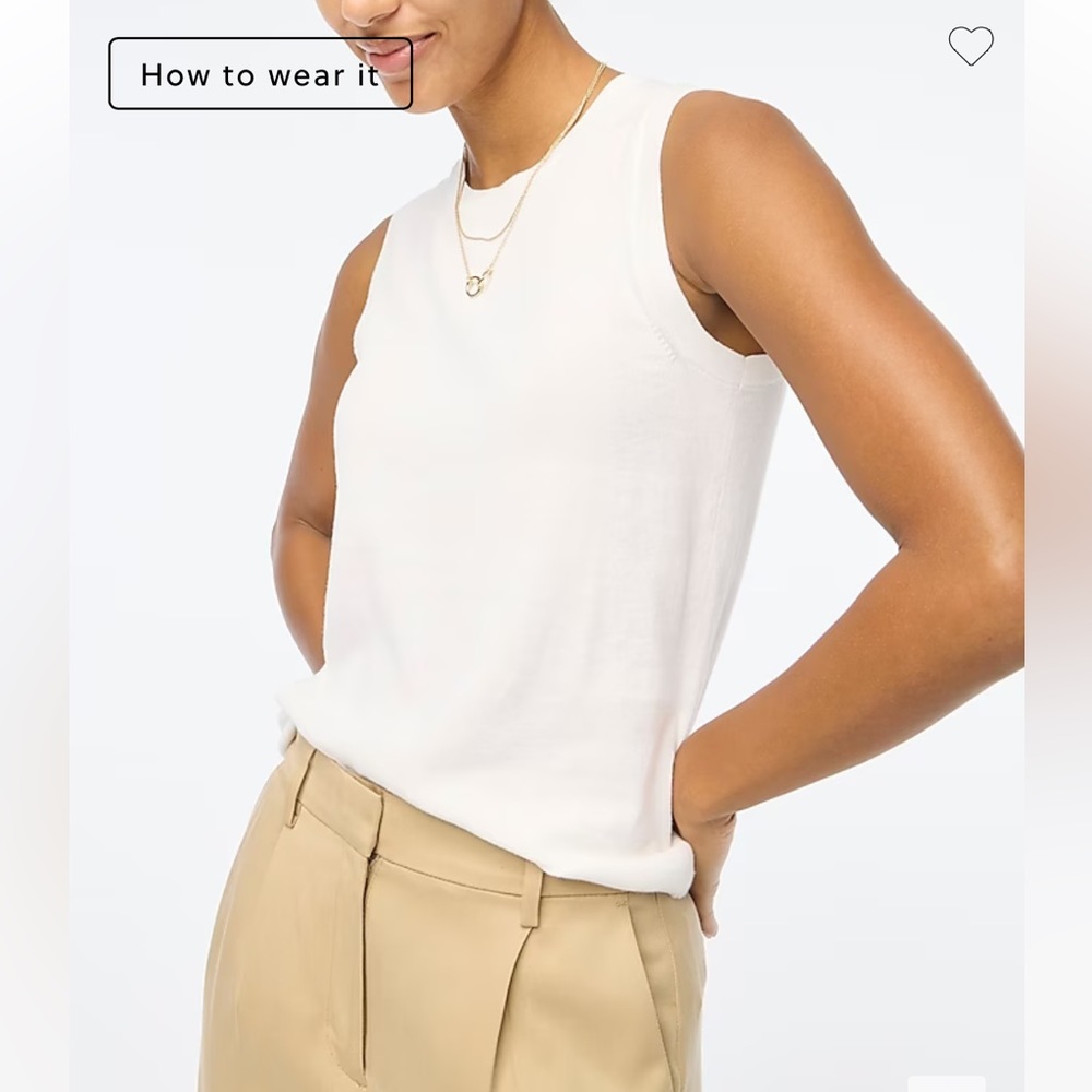 J. Crew Factory Cream Sleeveless Crewneck Sweater Tank